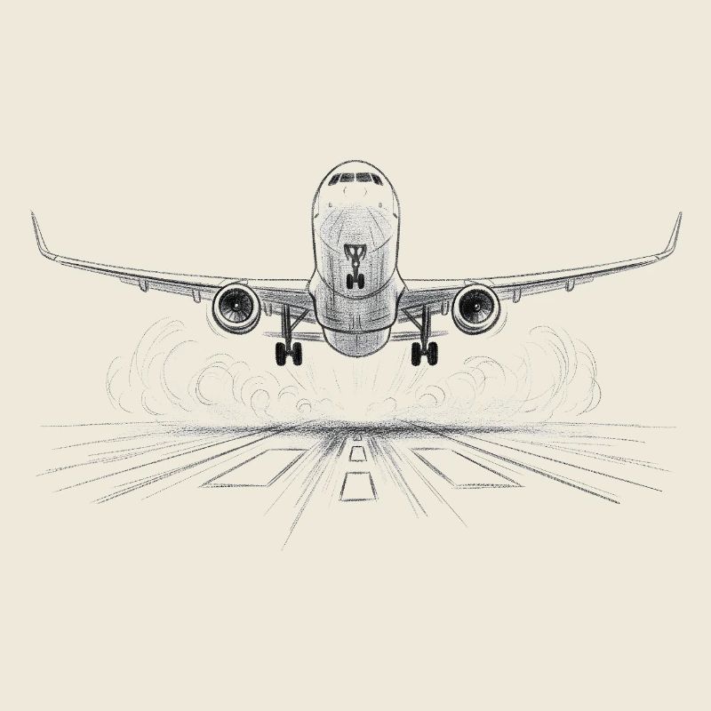 Dessin de décollage d’avion de passagers sur piste