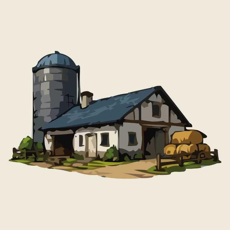 Ländliche Scheune mit Silo