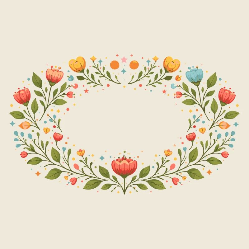 Floral Spring Frame with Flowers