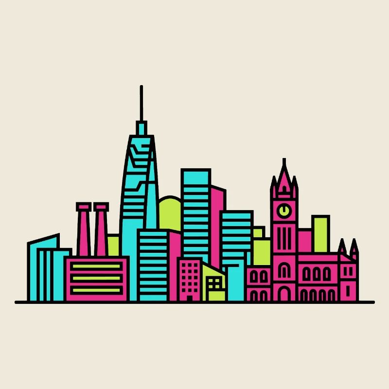 Silhouette de la skyline de la ville de Manchester Beetham Tower Art