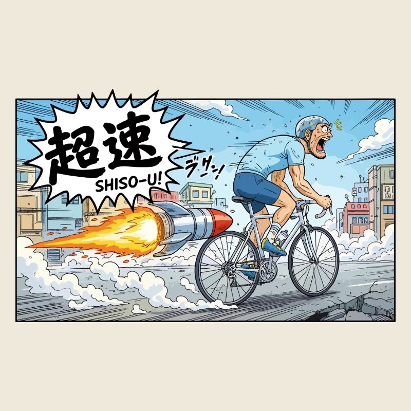 Cycliste à hypervitesse avec explosion de fusée
