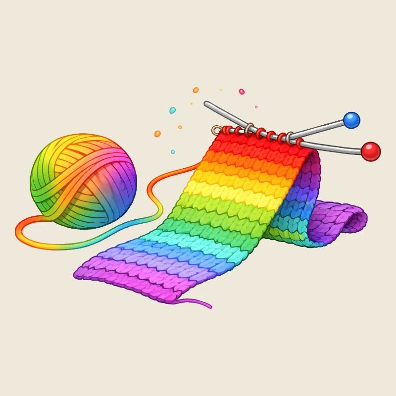 Regenbogen Schal stricken Illustration  