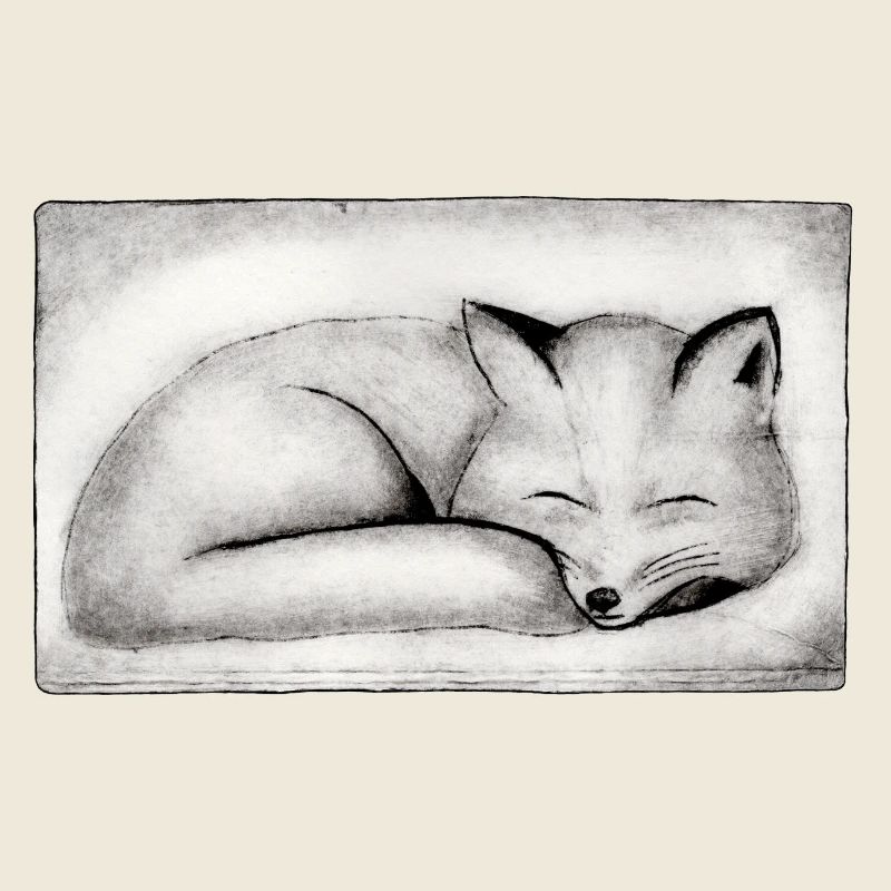Sleeping Fox - Hand Carved Printable
