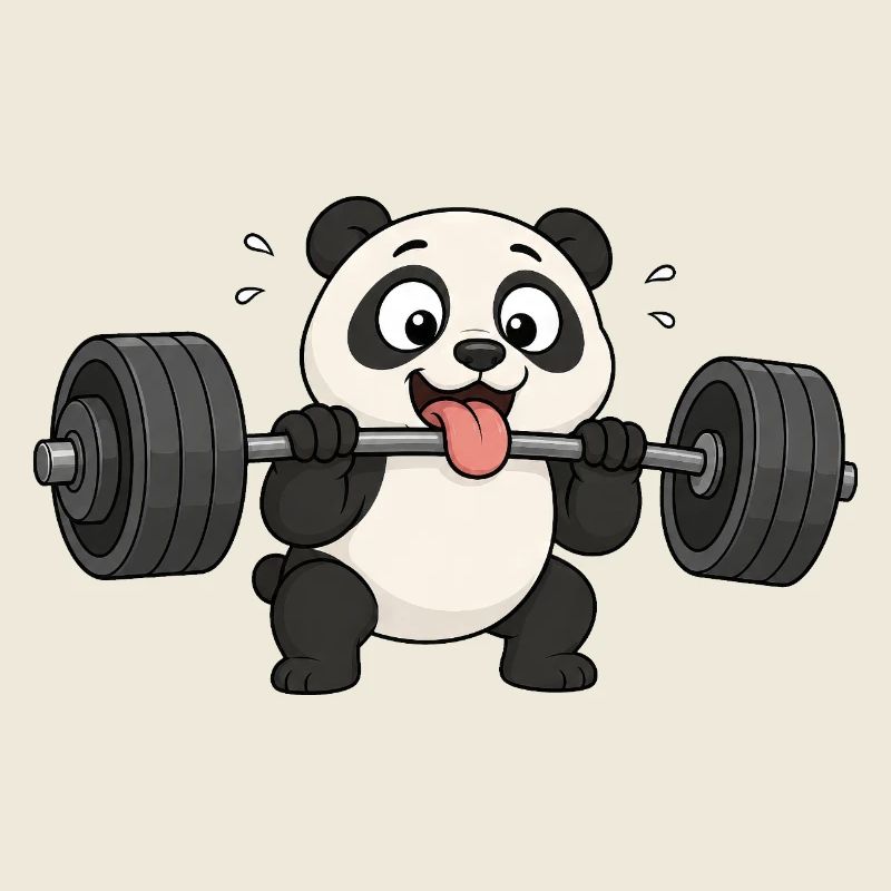 Coaching de musculation de type panda dessiné animé Fitness