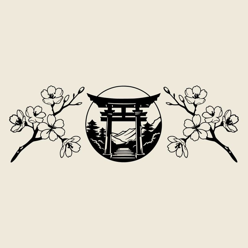 Jardin du Japon et fleur de sakura