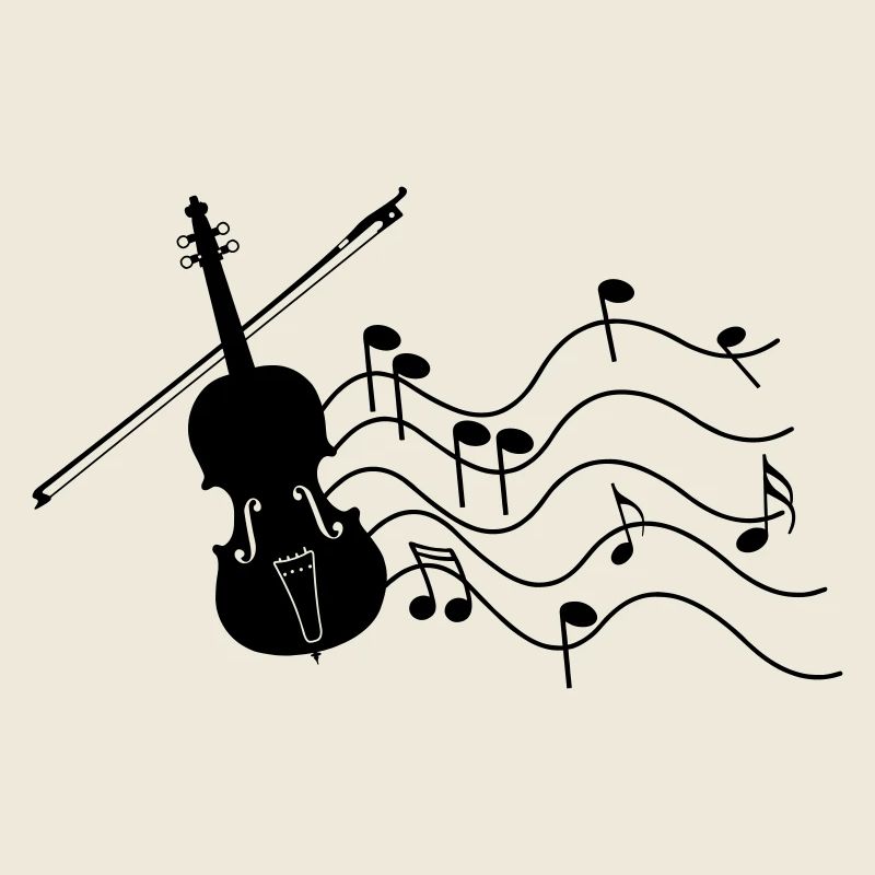 Violin with music notes shadow image,