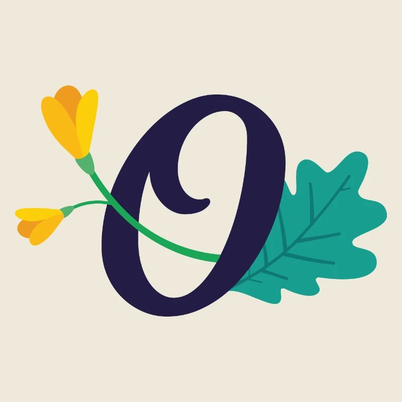 Eleganter Buchstabe 'O' mit Blumen