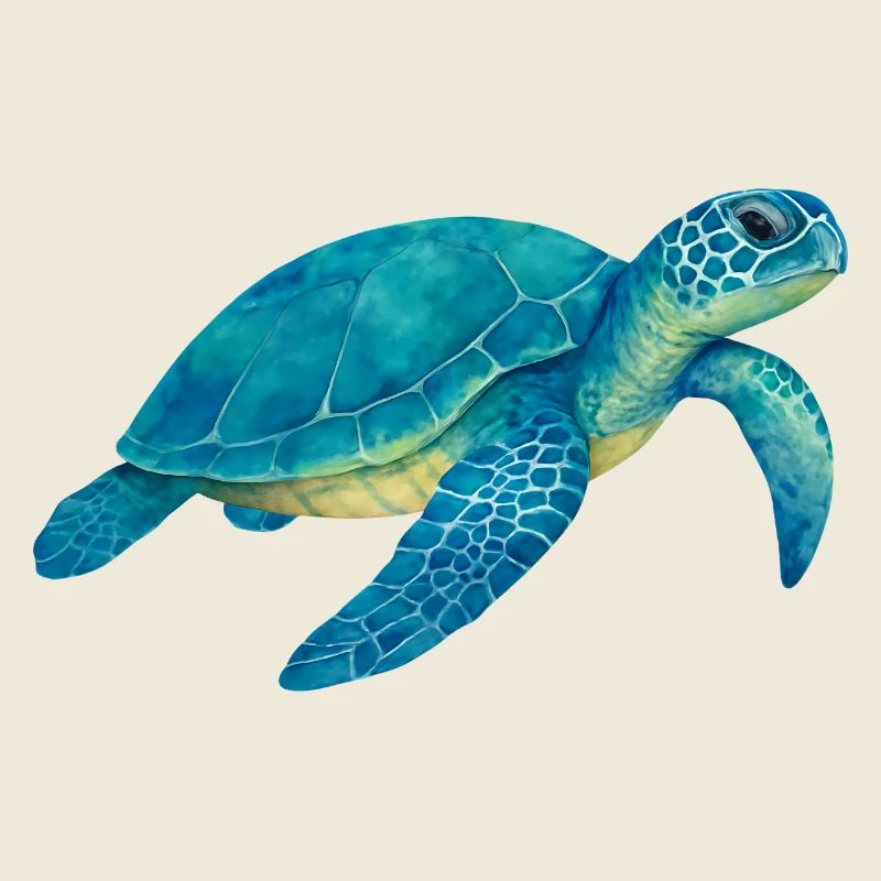 Tortue de mer bleue Aquarelle