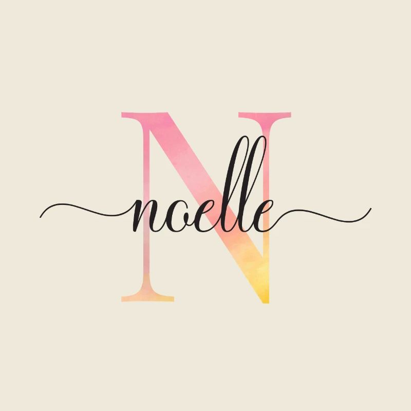 N | Monogram | Name | Noelle |Watercolor