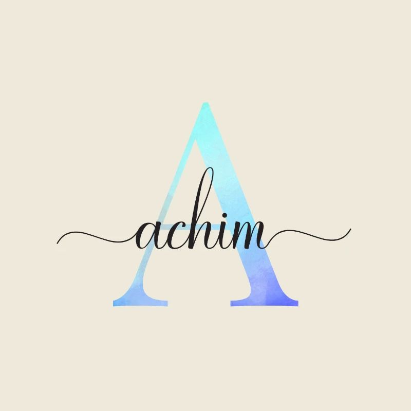 A| Monogram | Name | Achim | Watercolor