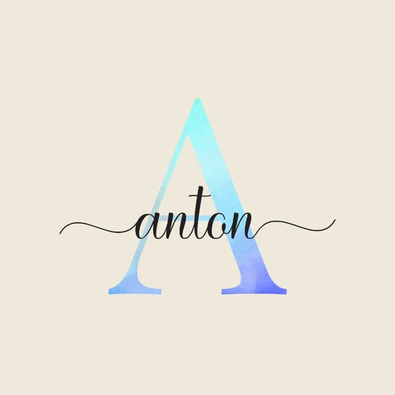 A| Monogram | Name | Anton | Watercolor