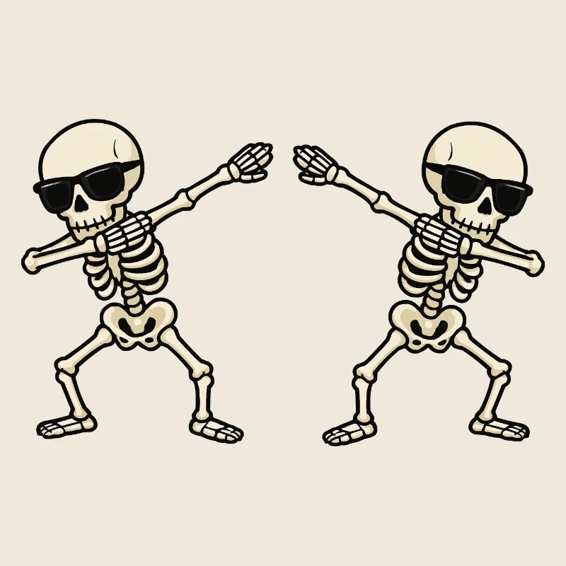 Duo de danse skeleton avec lunettes de soleil