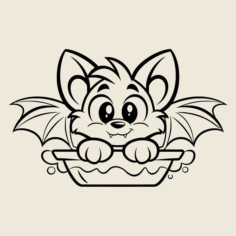 Une chauve-souris mignonne dans la baignoire