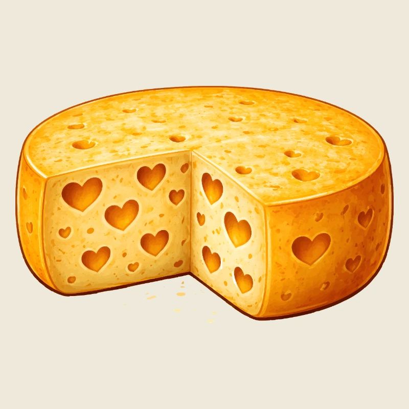 Motif d’une roue à fromage avec des trous en forme de cœur
