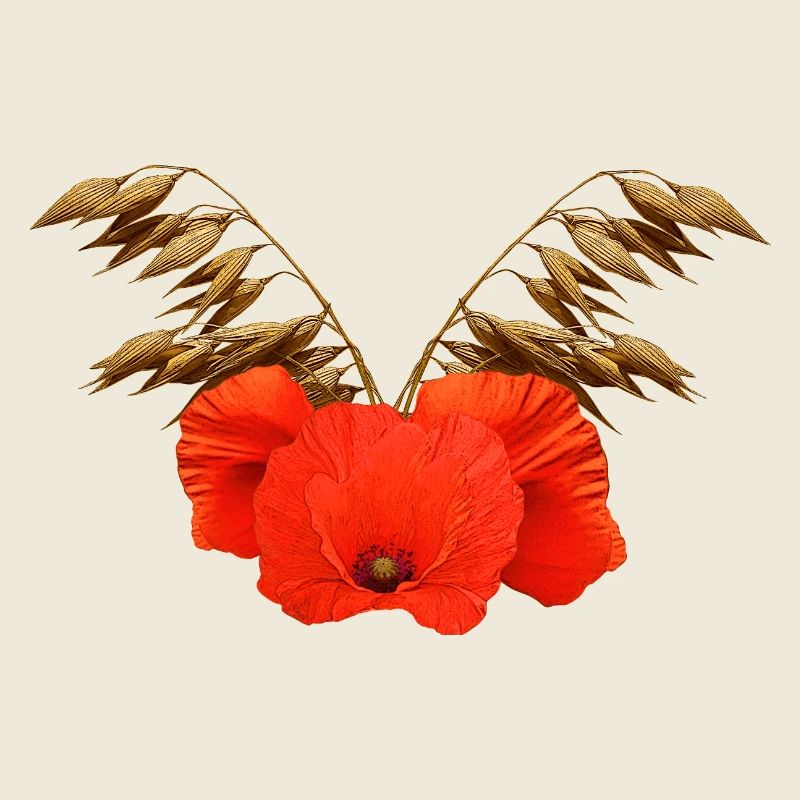 ländliche blumenmuster, Mohnmuster mit Hafer