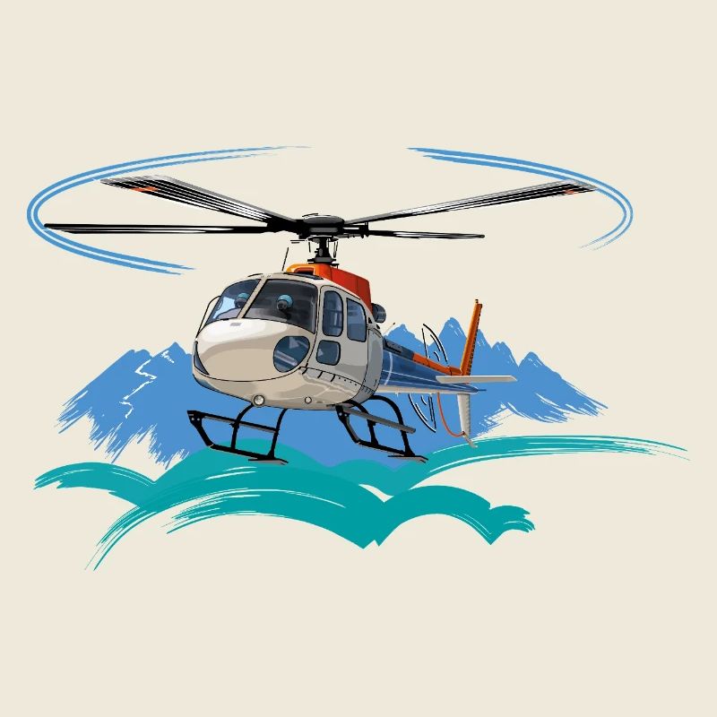 Helicopter approaching the mountains