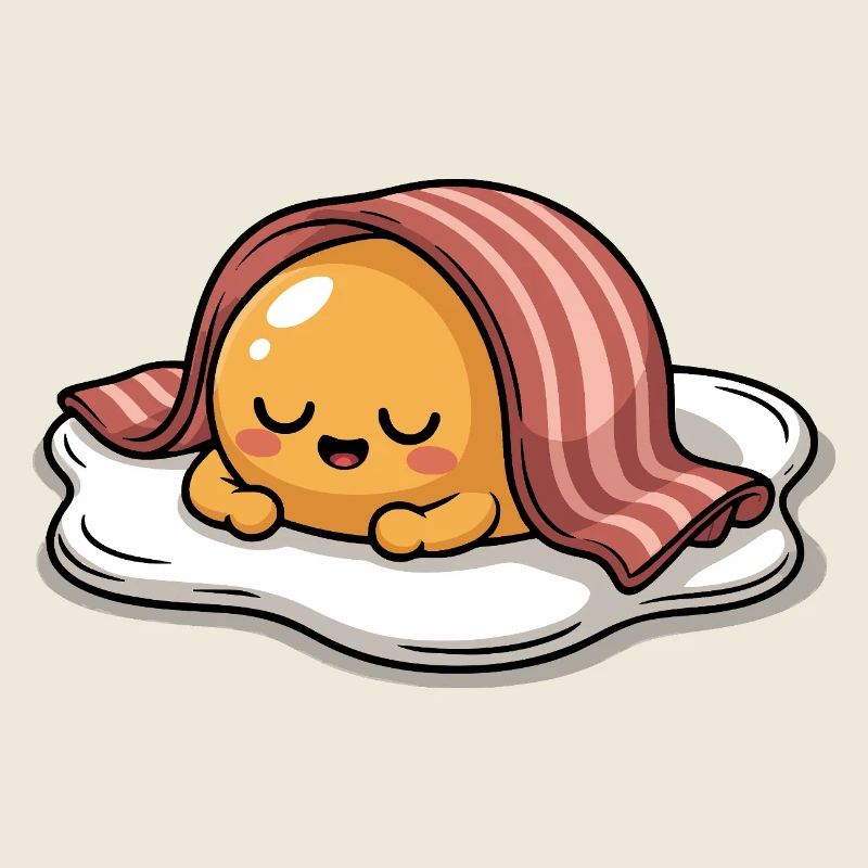 Sleeping Egg With Bacon Cartoon
