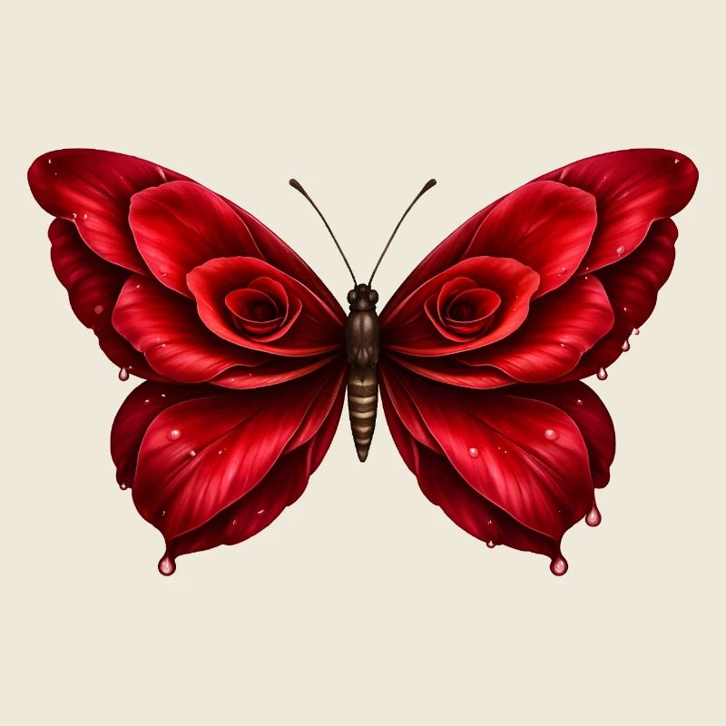 Ailes de rose – papillon de fleurs rouges