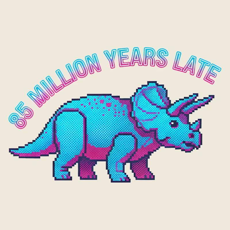 Neon Pixel Triceratops 85 Million Years Late