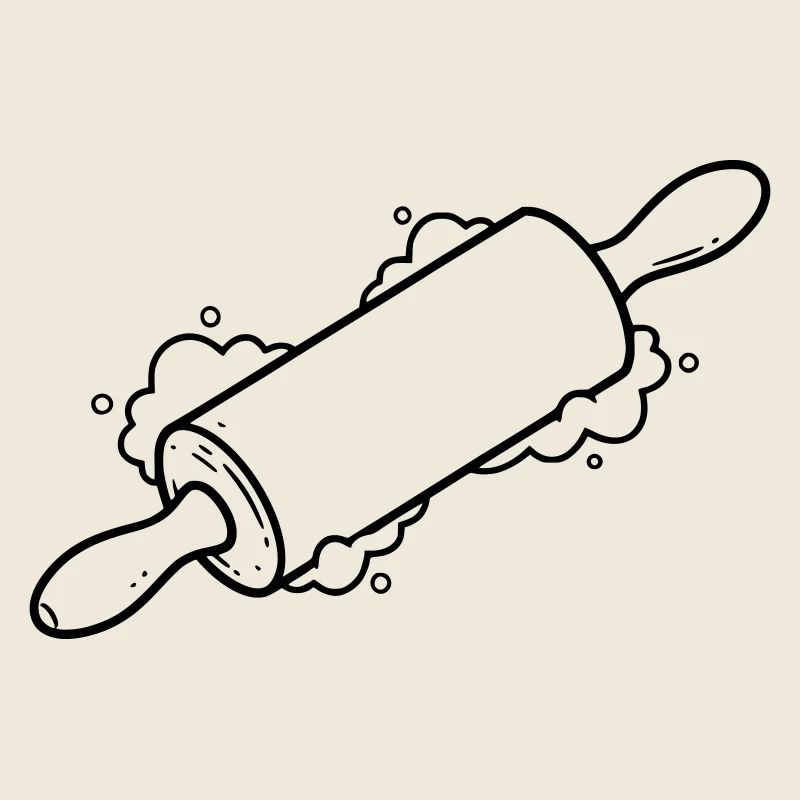 Rolling Pin Baking Roll Flour Outline
