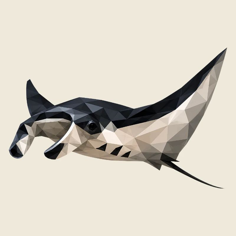 Geometrischer Mantarochen Kunstdruck