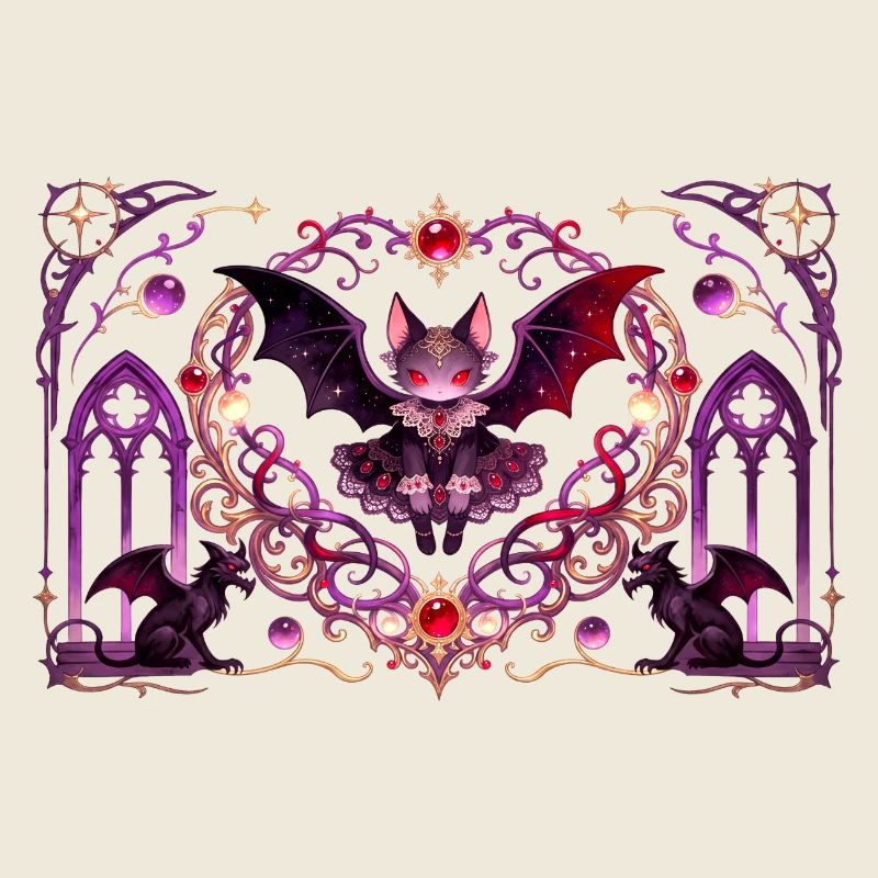 Gothic Vampire Cat Dark Fantasy Witchy Design