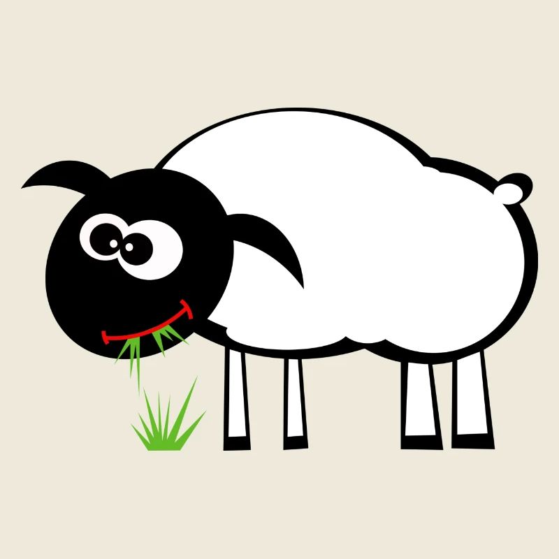 Cartoon Sheep with Grass Eater