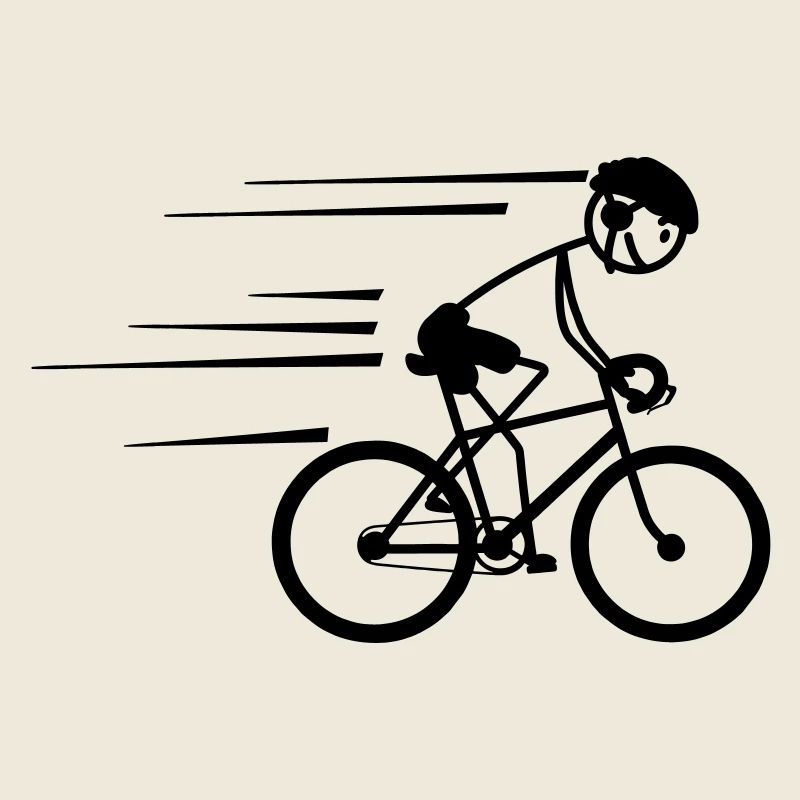 Cycliste stickman roulant fort avec un casque