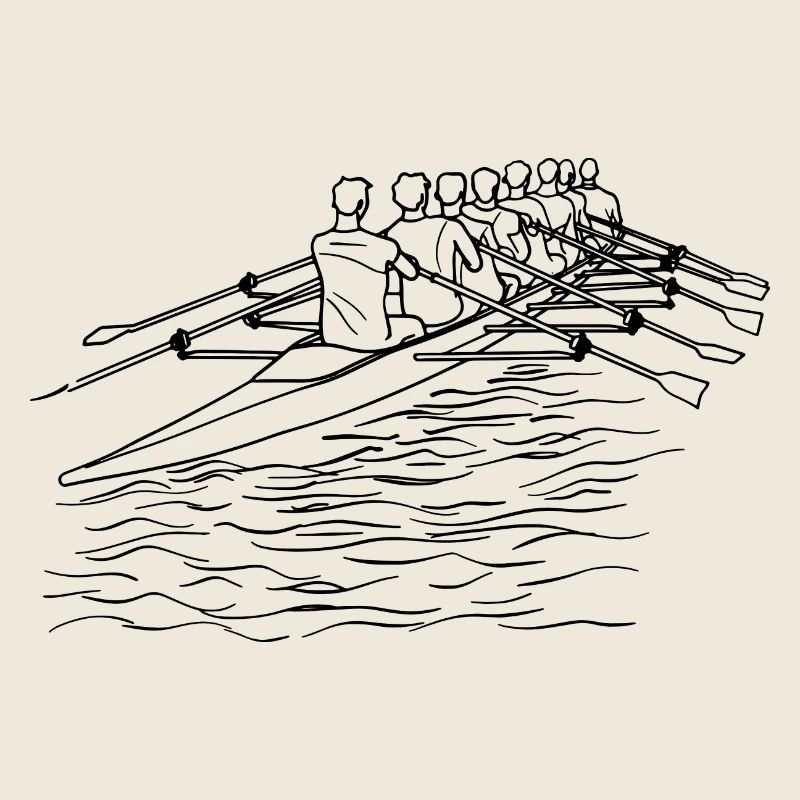 Rudermannschaft Line Art