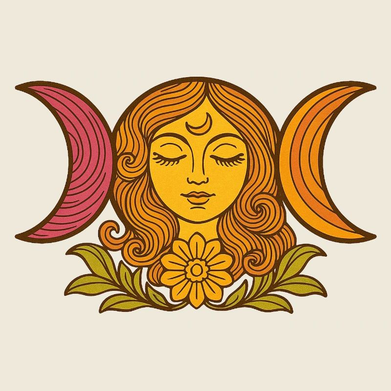 Celestial Moon Phases with Floral Motif