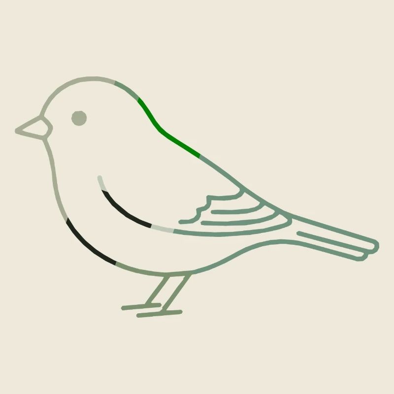 Oiseau linéaire vert minimaliste