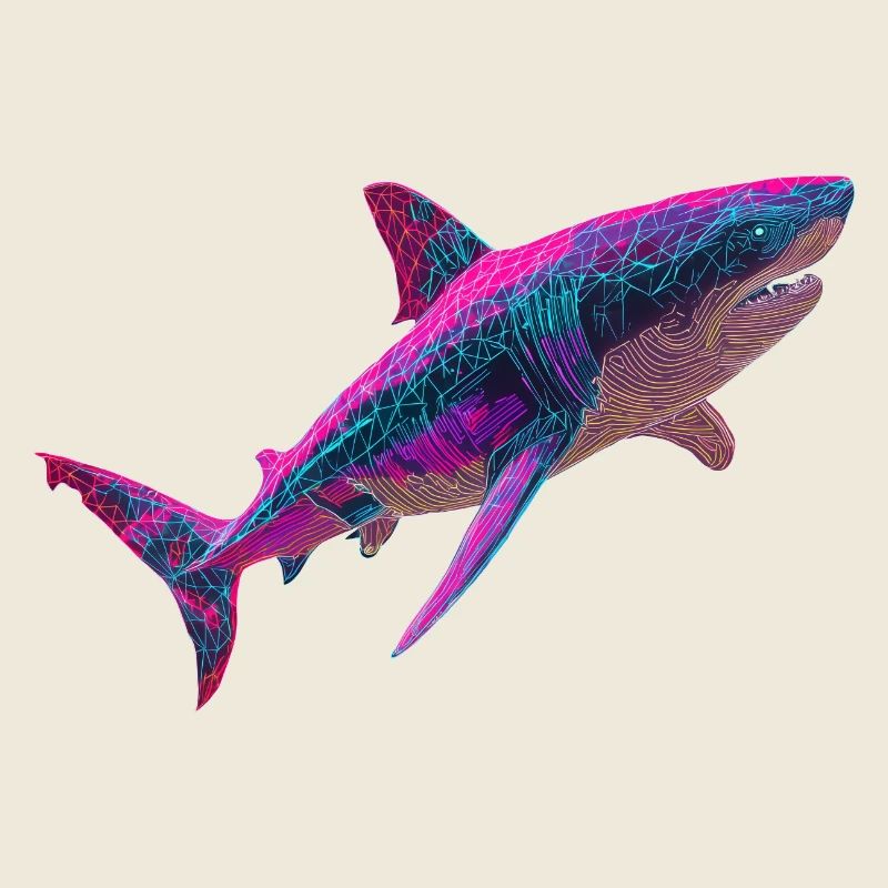 Graphique de requin néon Cyberpunk lumineux
