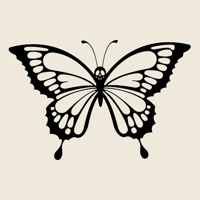 Skull and black butterfly