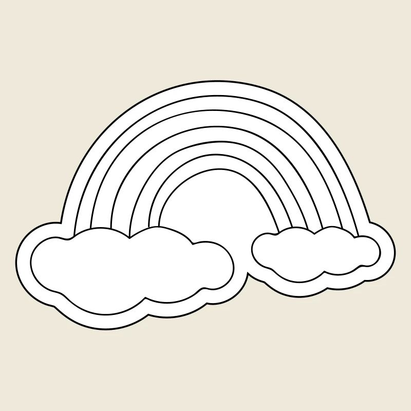 Minimalist rainbow on clouds