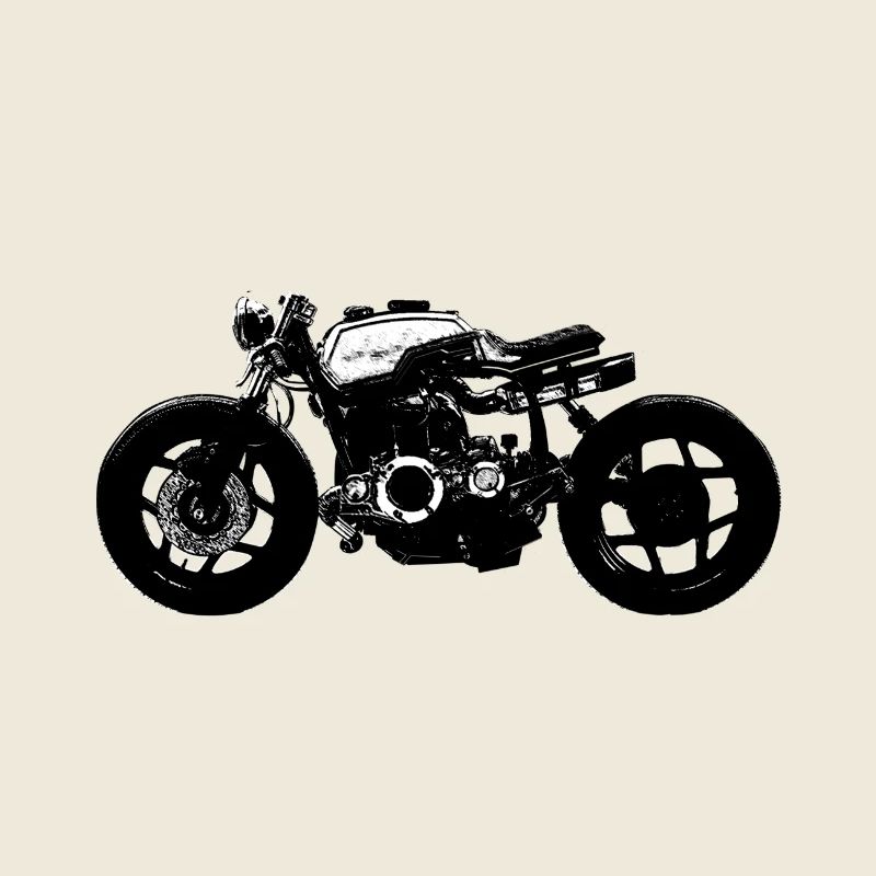 Black Motorcycle Silhouette Retro