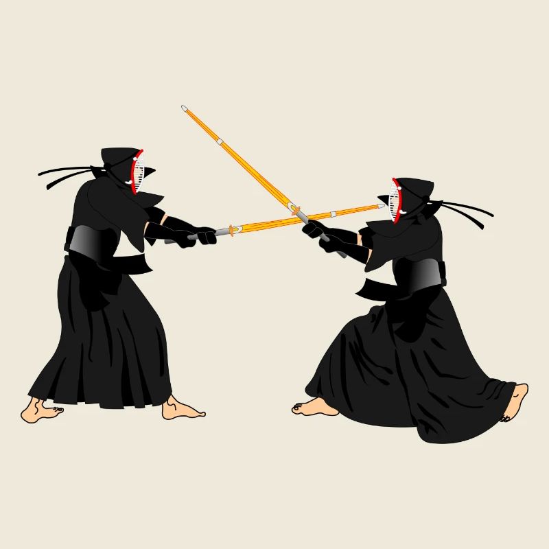 Deux kendoka dans un combat de Kendo
