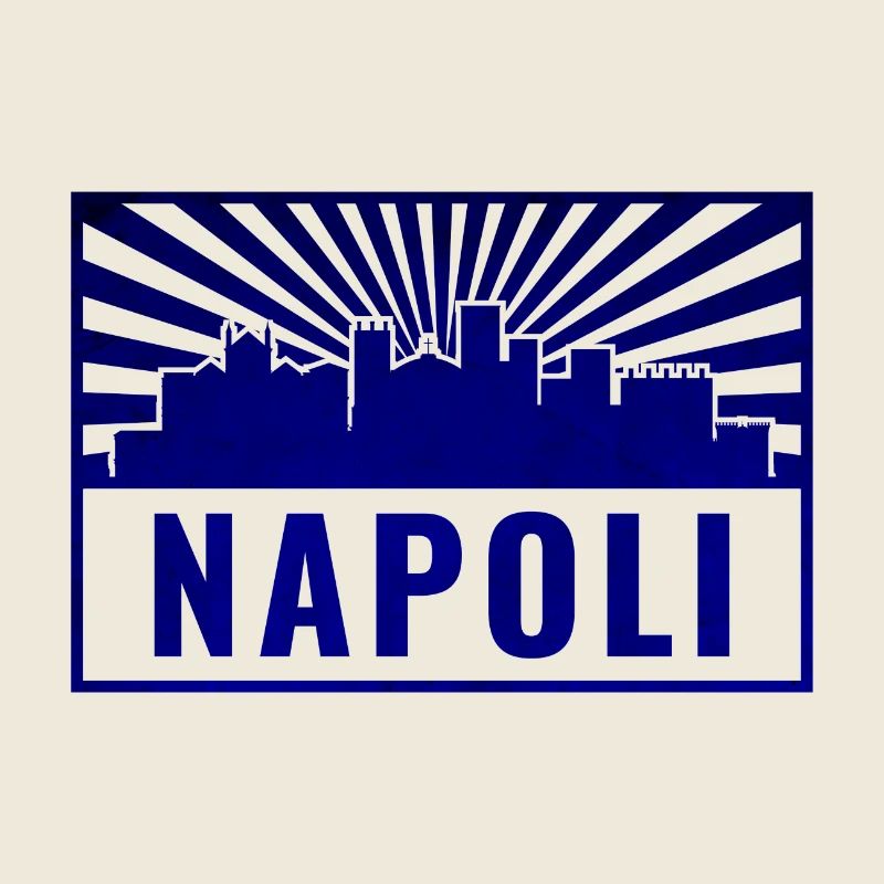 Napoli Skyline Blau Stamp