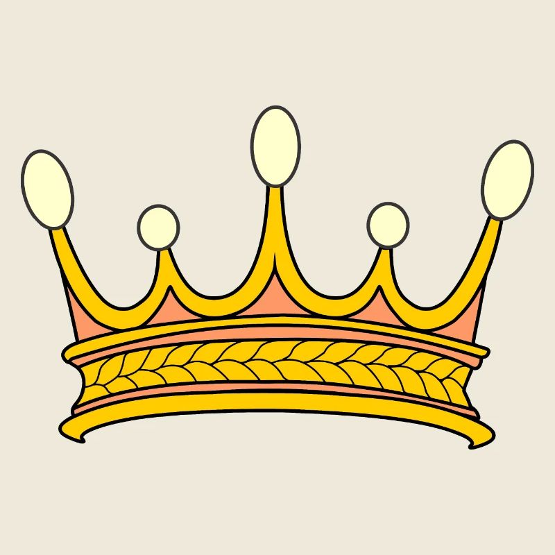 Crown golden with five pearls.