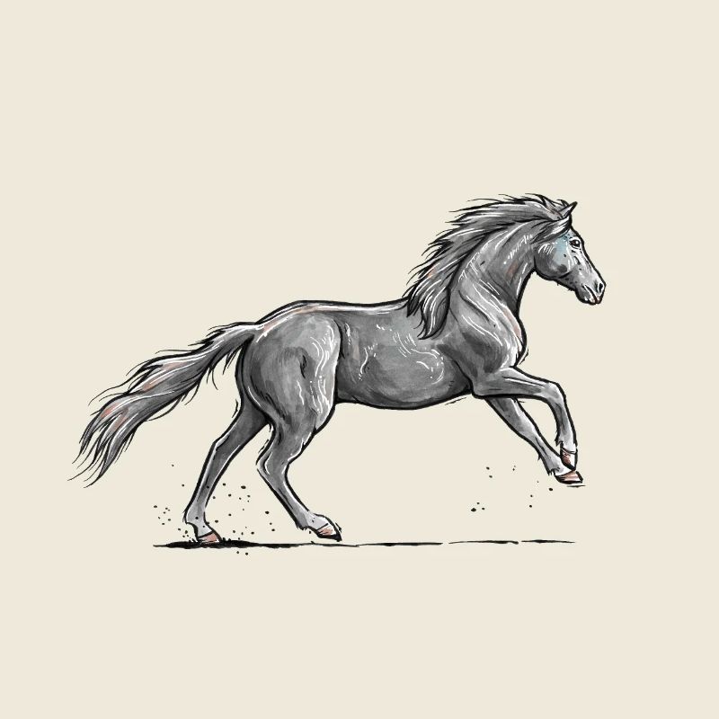 Galop de cheval noir