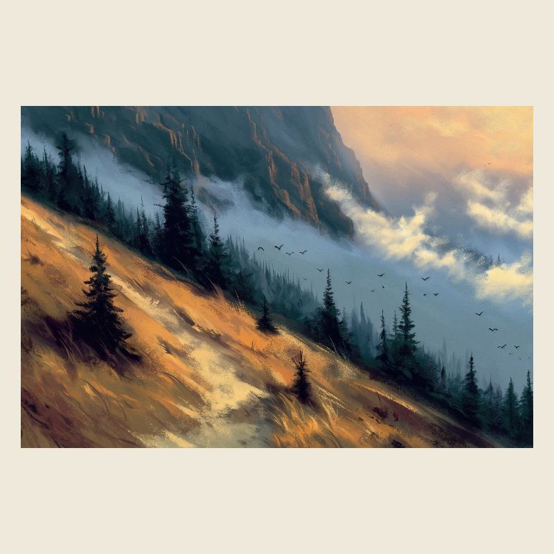 Poster Illustration Paysage de Montagne