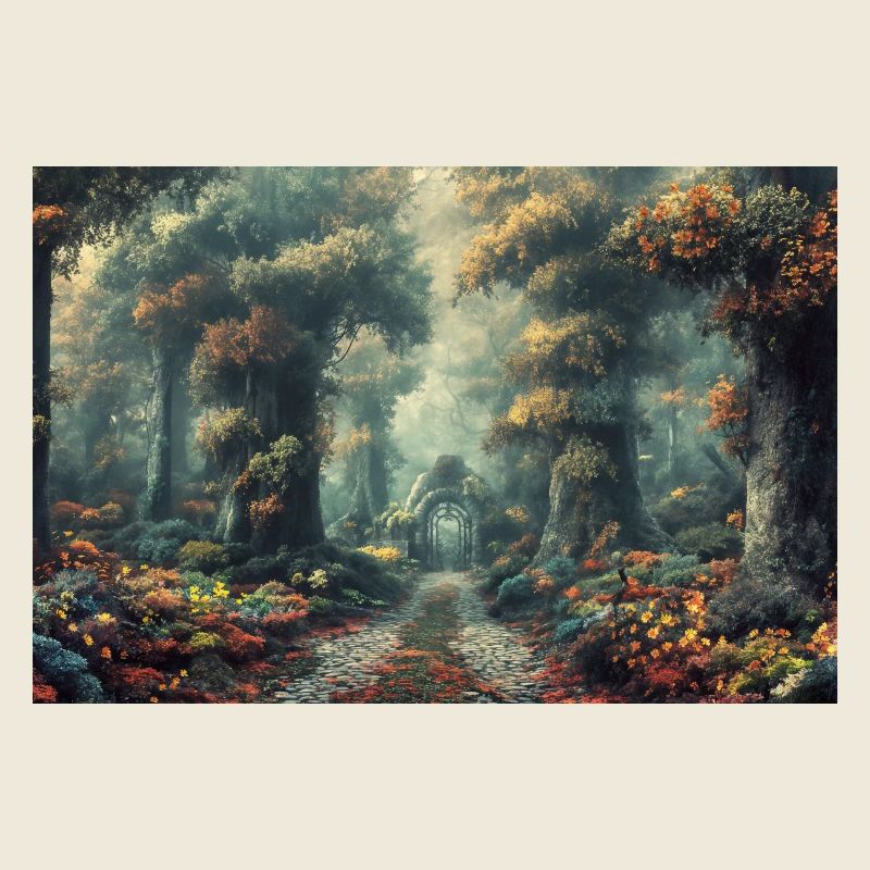 Poster Illustration Paysage de Forêt