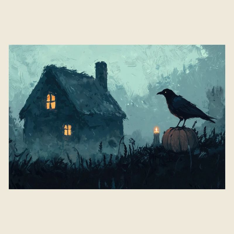Poster Illustration Maison Hantée