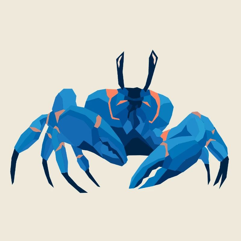 Blaue Krabbe Polygonaler Stil