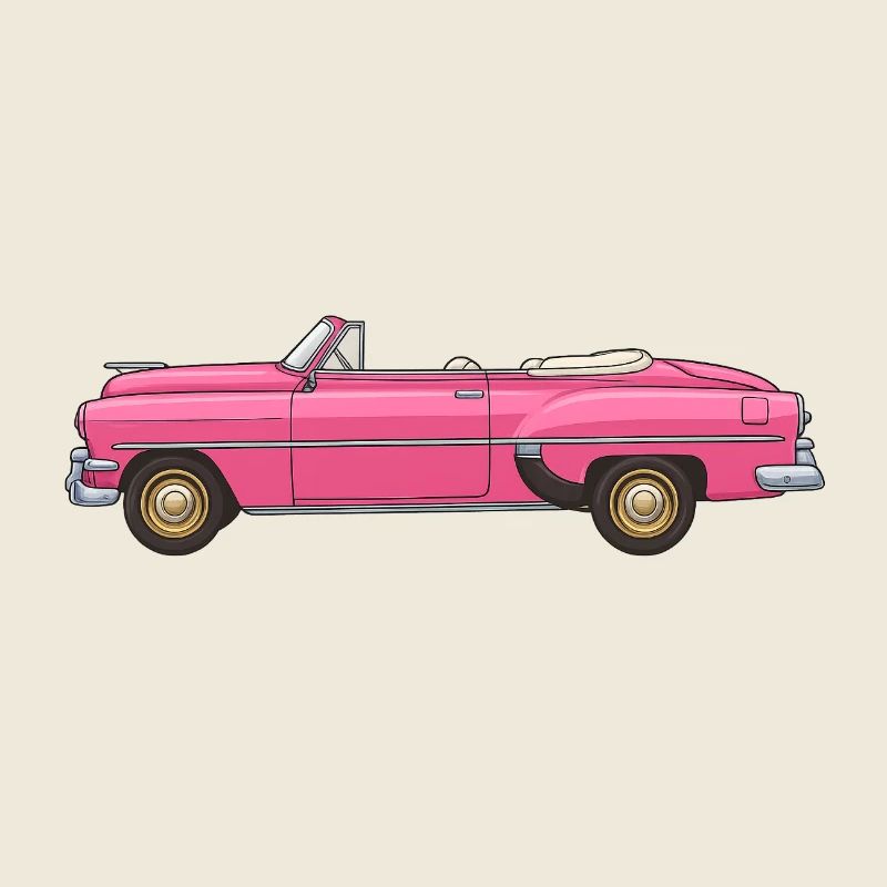 Voiture cabriolet rose vintage rétro