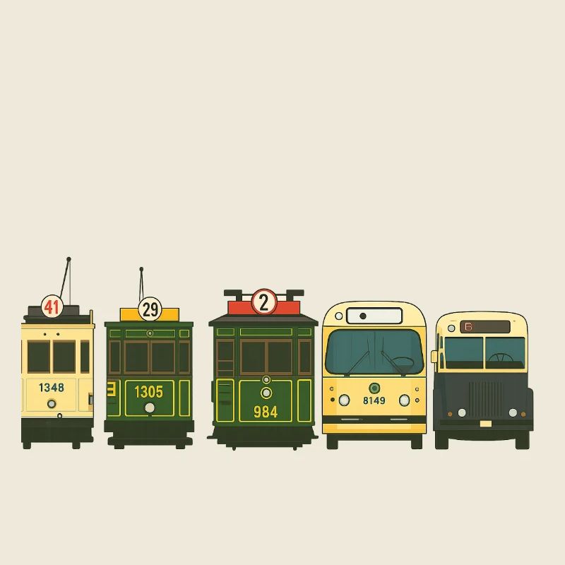 Wagons de train illustrés dans le style vintage