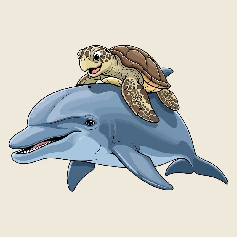 Aventure en mer avec tortue et dauphin