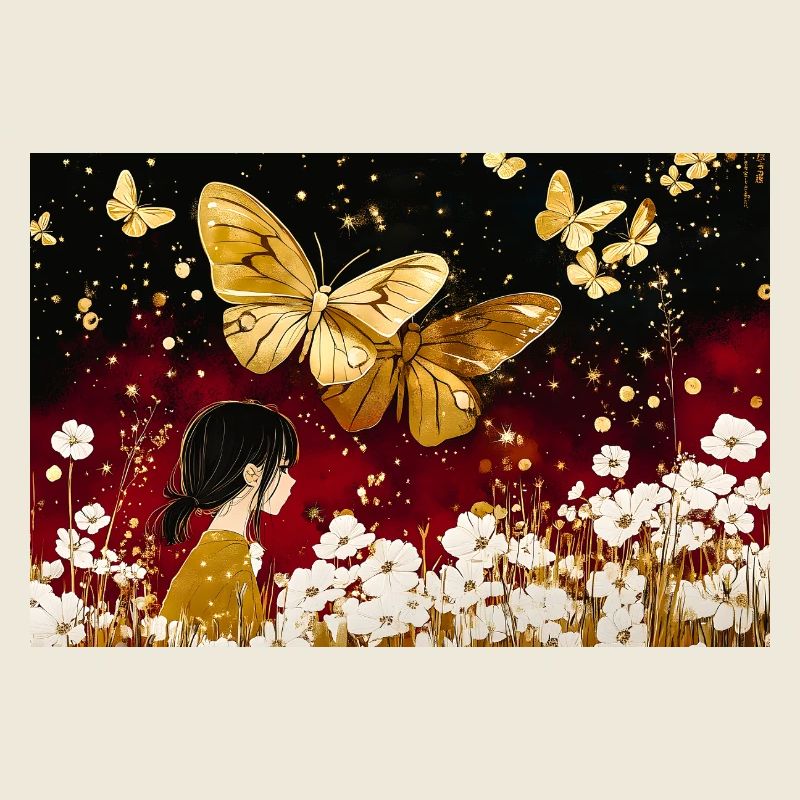 Goldene Sternfee und Schmetterlinge