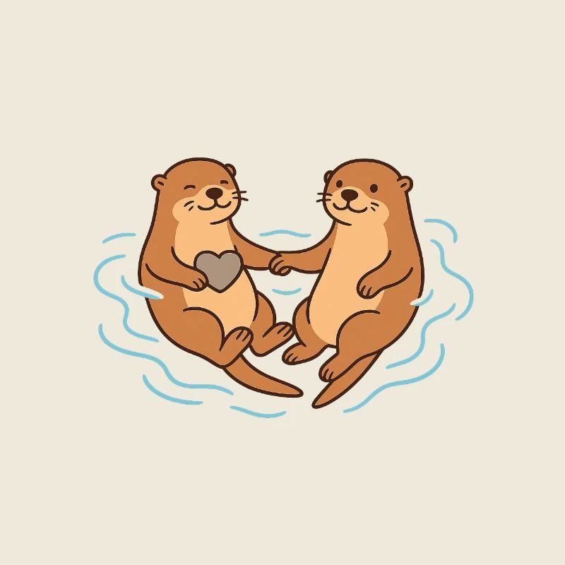 Verspielte Otter Liebe Illustration
