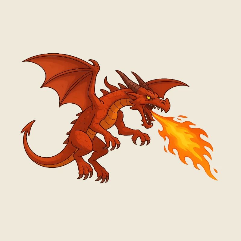 Fire Breathing Dragon - Illustration