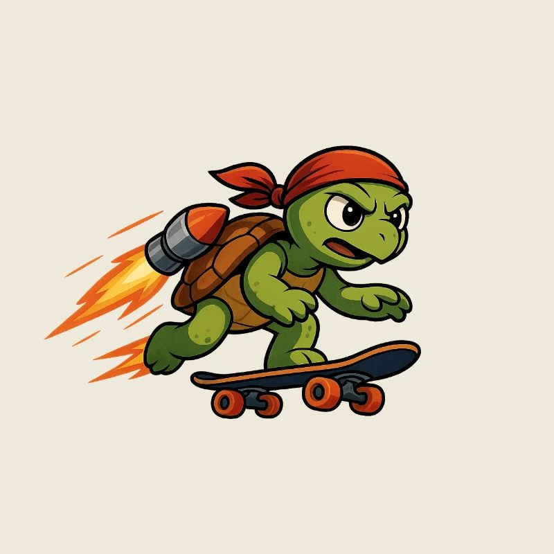 Rocket turtle on skateboard